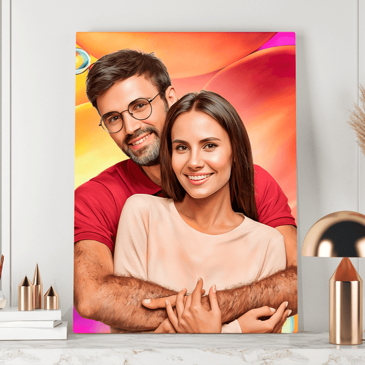 Portret żony i męża - druk na płótnie, spersonalizowany prezent dla żony - idamell.com