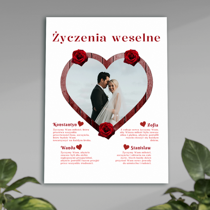 Życzenia weselne - plakat, spersonalizowany prezent dla pary