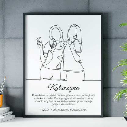 Prawdziwa przyjaciółka - plakat, spersonalizowany prezent dla przyjaciółki - idamell.com
