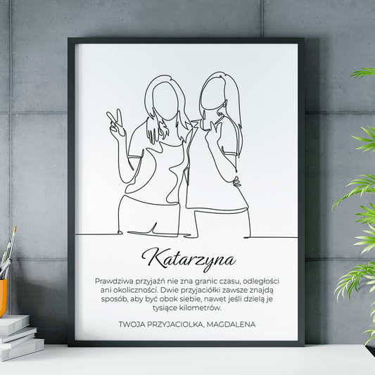 Prawdziwa przyjaciółka - plakat, spersonalizowany prezent dla przyjaciółki - idamell.com