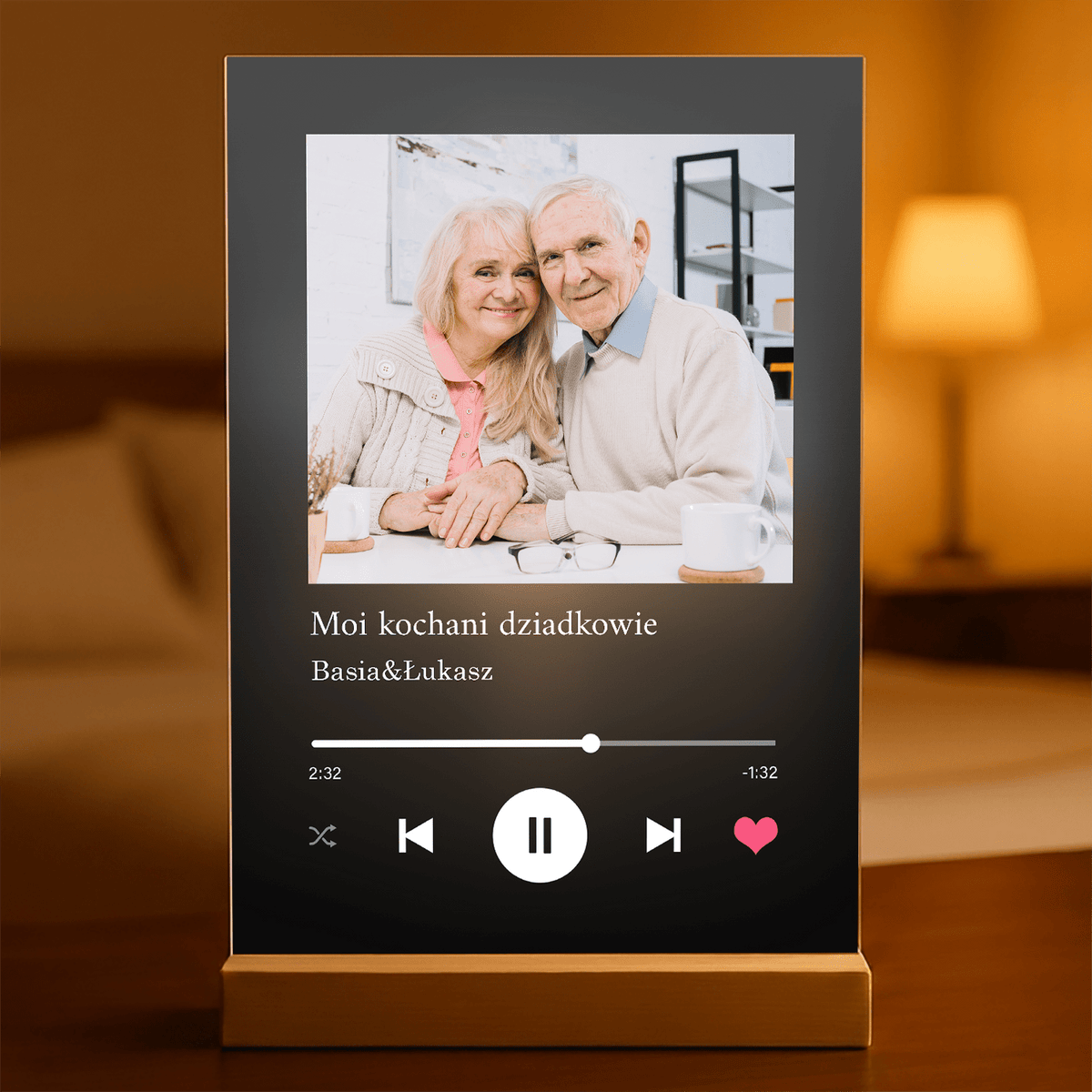 Prezent dla dziadków Spotify - magiczny druk na szkle akrylowym, personalizowany prezent - idamell.com