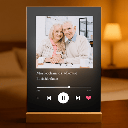 Prezent dla dziadków Spotify - magiczny druk na szkle akrylowym, personalizowany prezent - idamell.com