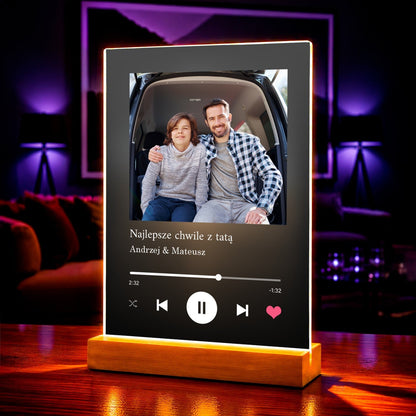 Prezent dla taty od syna Spotify - magiczny druk na szkle akrylowym, personalizowany prezent - idamell.com