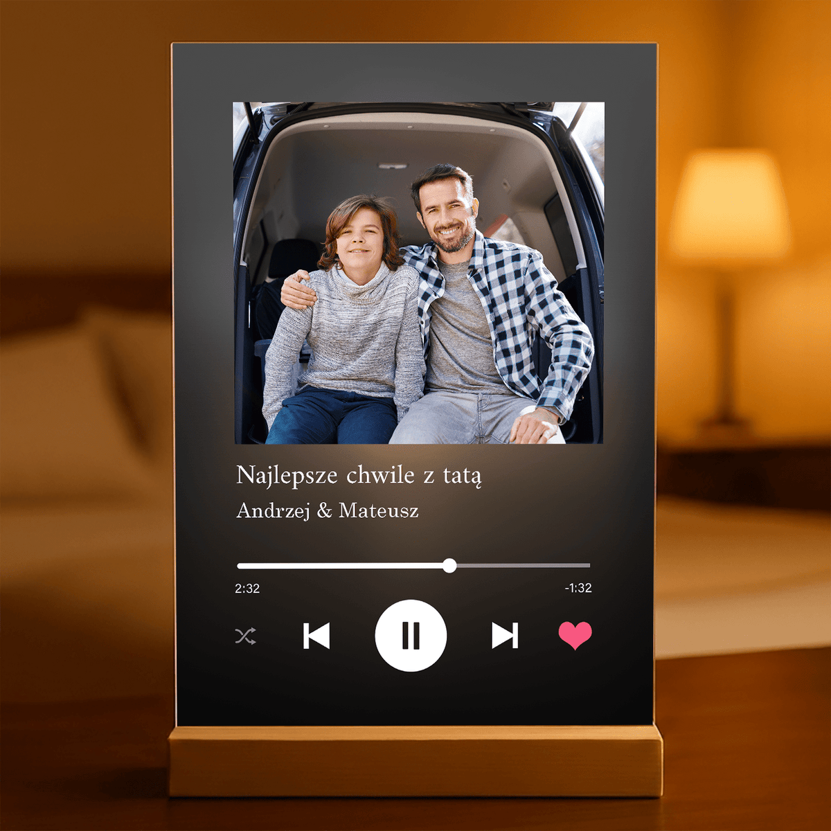 Prezent dla taty od syna Spotify - magiczny druk na szkle akrylowym, personalizowany prezent - idamell.com