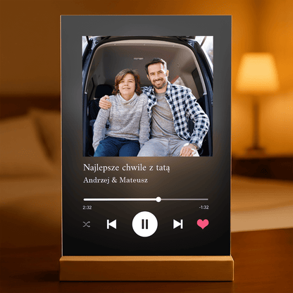 Prezent dla taty od syna Spotify - magiczny druk na szkle akrylowym, personalizowany prezent - idamell.com