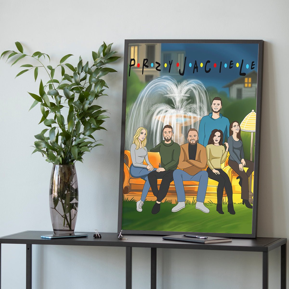 Przyjaciele ilustracja - plakat, spersonalizowany prezent dla przyjaciół - idamell.com
