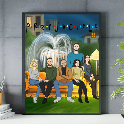 Przyjaciele ilustracja - plakat, spersonalizowany prezent dla przyjaciół - idamell.com