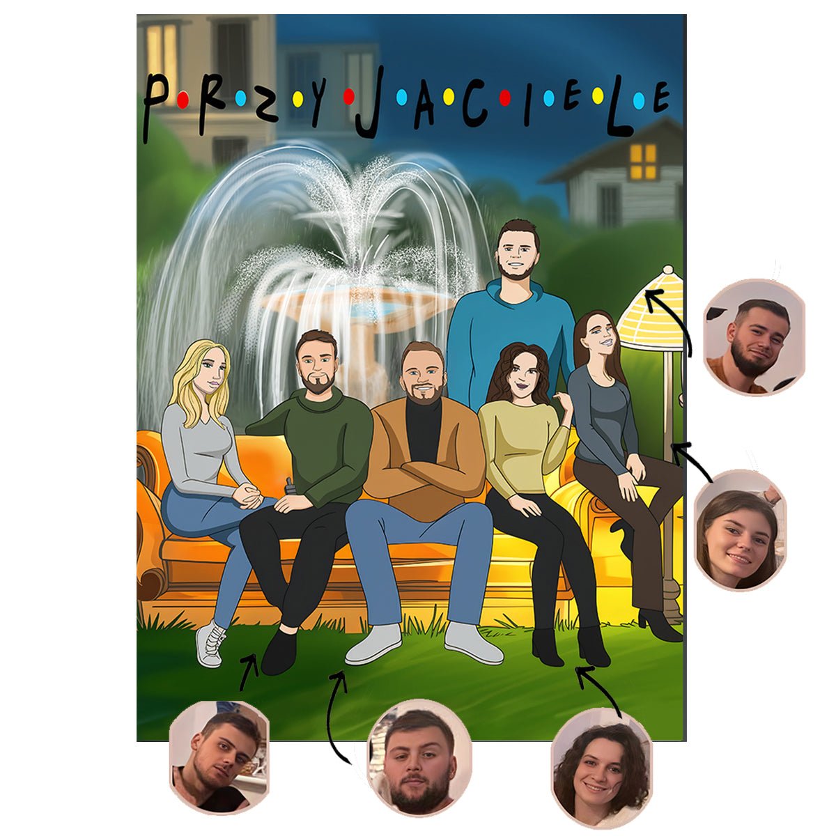 Przyjaciele ilustracja - plakat, spersonalizowany prezent dla przyjaciół - idamell.com