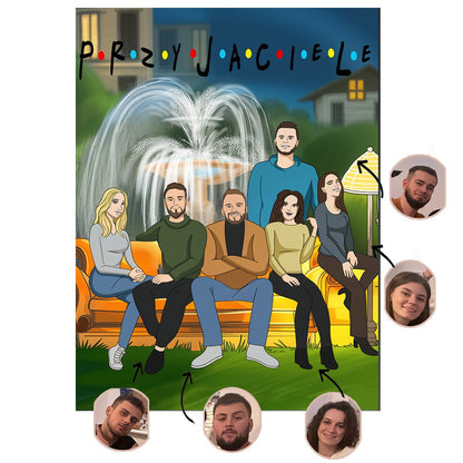 Przyjaciele ilustracja - plakat, spersonalizowany prezent dla przyjaciół - idamell.com