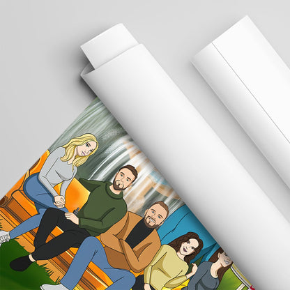 Przyjaciele ilustracja - plakat, spersonalizowany prezent dla przyjaciół - idamell.com