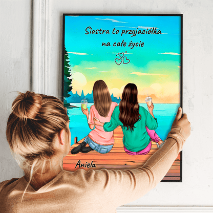 Przyjaciółka na całe życie Clipart - plakat, spersonalizowany prezent dla siostry - idamell.com