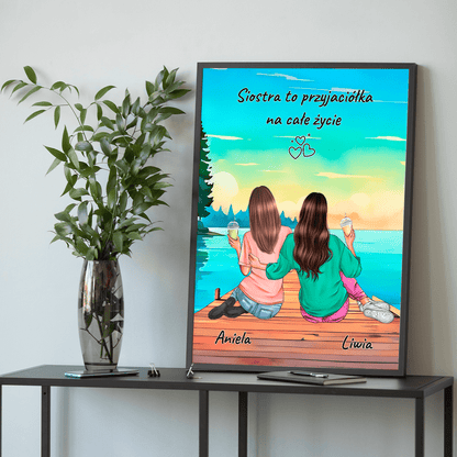 Przyjaciółka na całe życie Clipart - plakat, spersonalizowany prezent dla siostry - idamell.com
