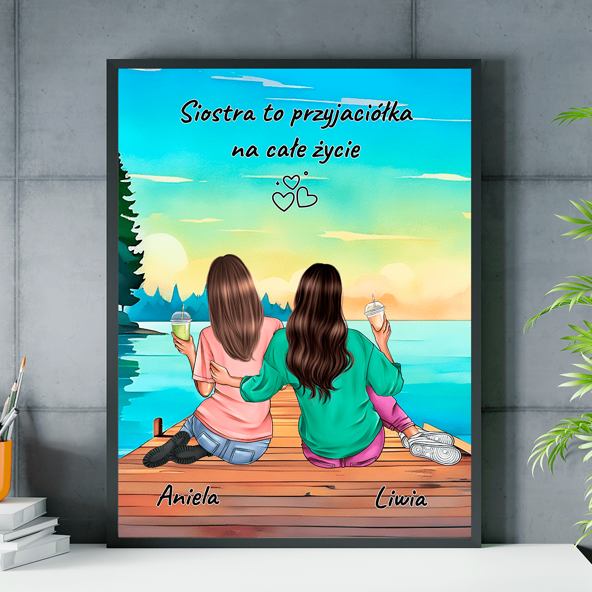 Przyjaciółka na całe życie Clipart - plakat, spersonalizowany prezent dla siostry - idamell.com