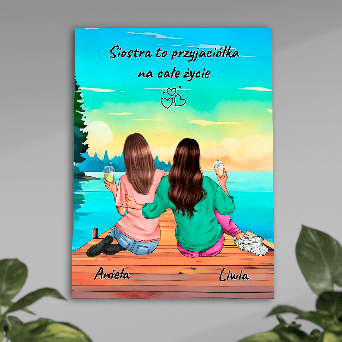 Przyjaciółka na całe życie Clipart - plakat, spersonalizowany prezent dla siostry - idamell.com