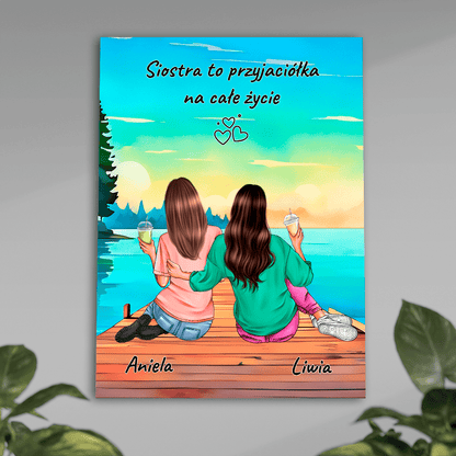 Przyjaciółka na całe życie Clipart - plakat, spersonalizowany prezent dla siostry - idamell.com