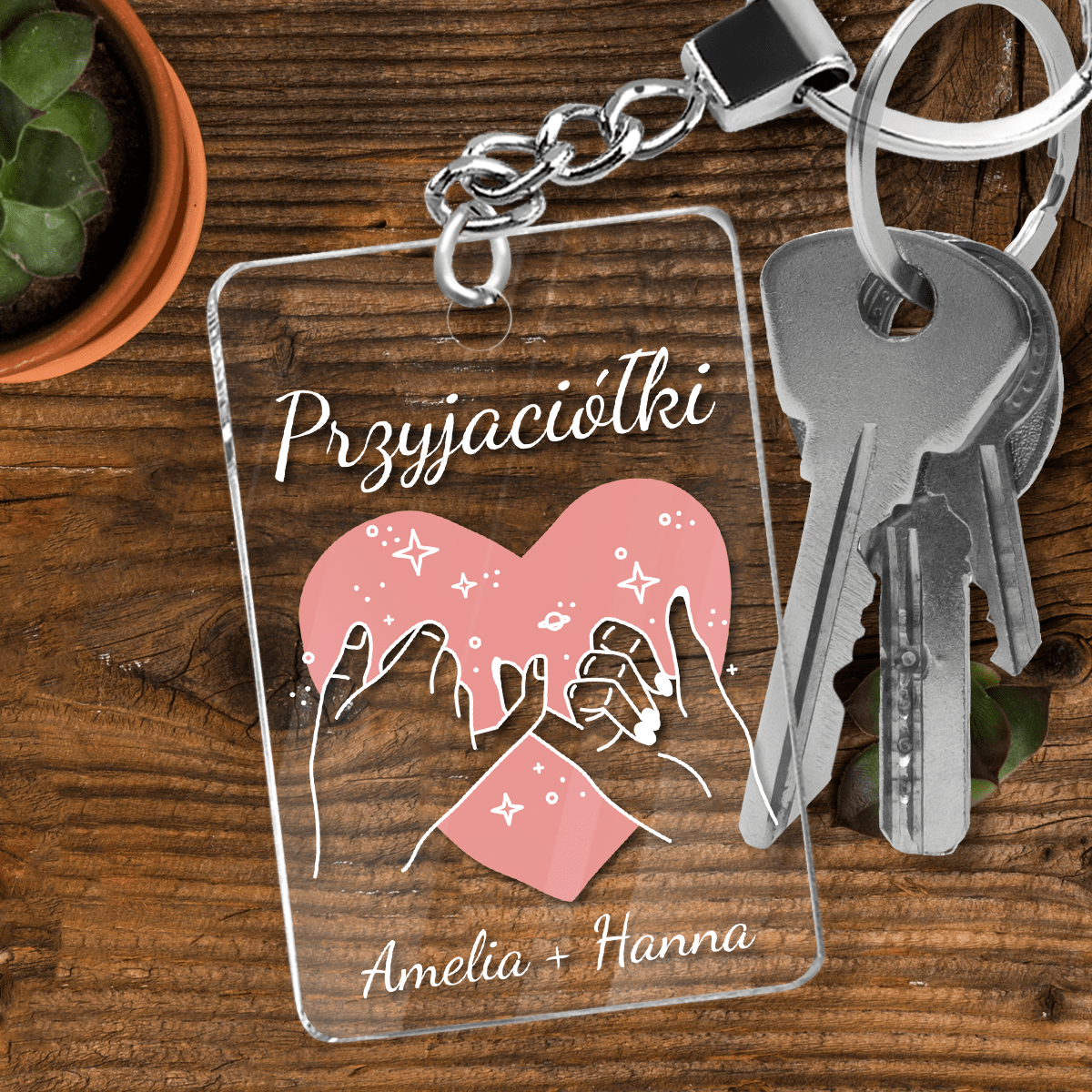 Przyjaciółki - brelok do kluczy, spersonalizowany prezent dla przyjaciółki - idamell.com