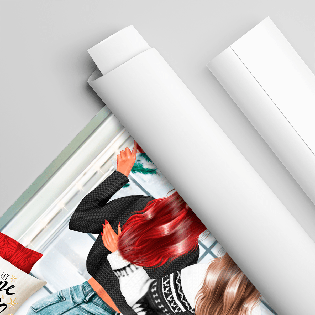 Przyjaciółki w święta Clipart - plakat, spersonalizowany prezent dla przyjaciółki - idamell.com