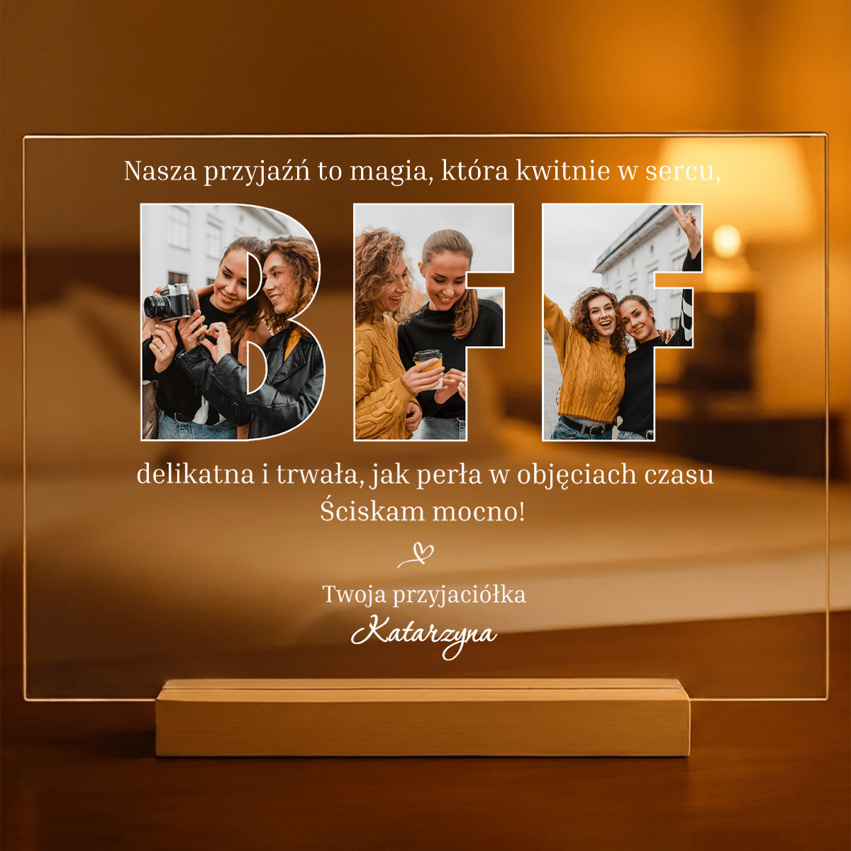 Przyjaźń to magia - Druk na szkle, spersonalizowany prezent dla przyjaciółki - idamell.com