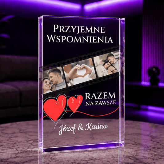 Przyjemne wspomnienia - Druk na szkle, spersonalizowany prezent dla pary - idamell.com