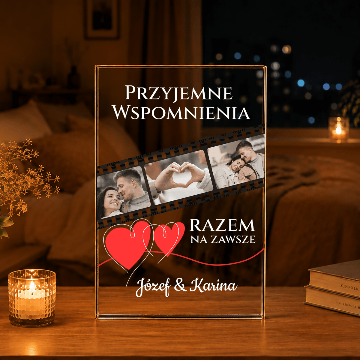 Przyjemne wspomnienia - Druk na szkle, spersonalizowany prezent dla pary - idamell.com