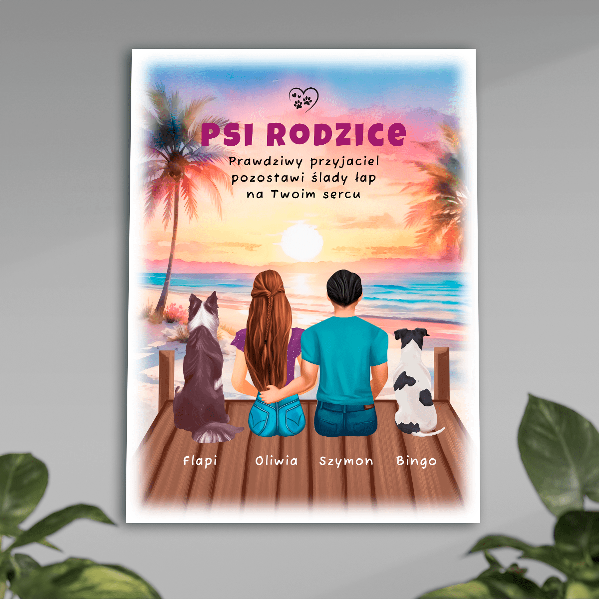 Psi rodzice - plakat, spersonalizowany prezent dla właściciela psa - idamell.com