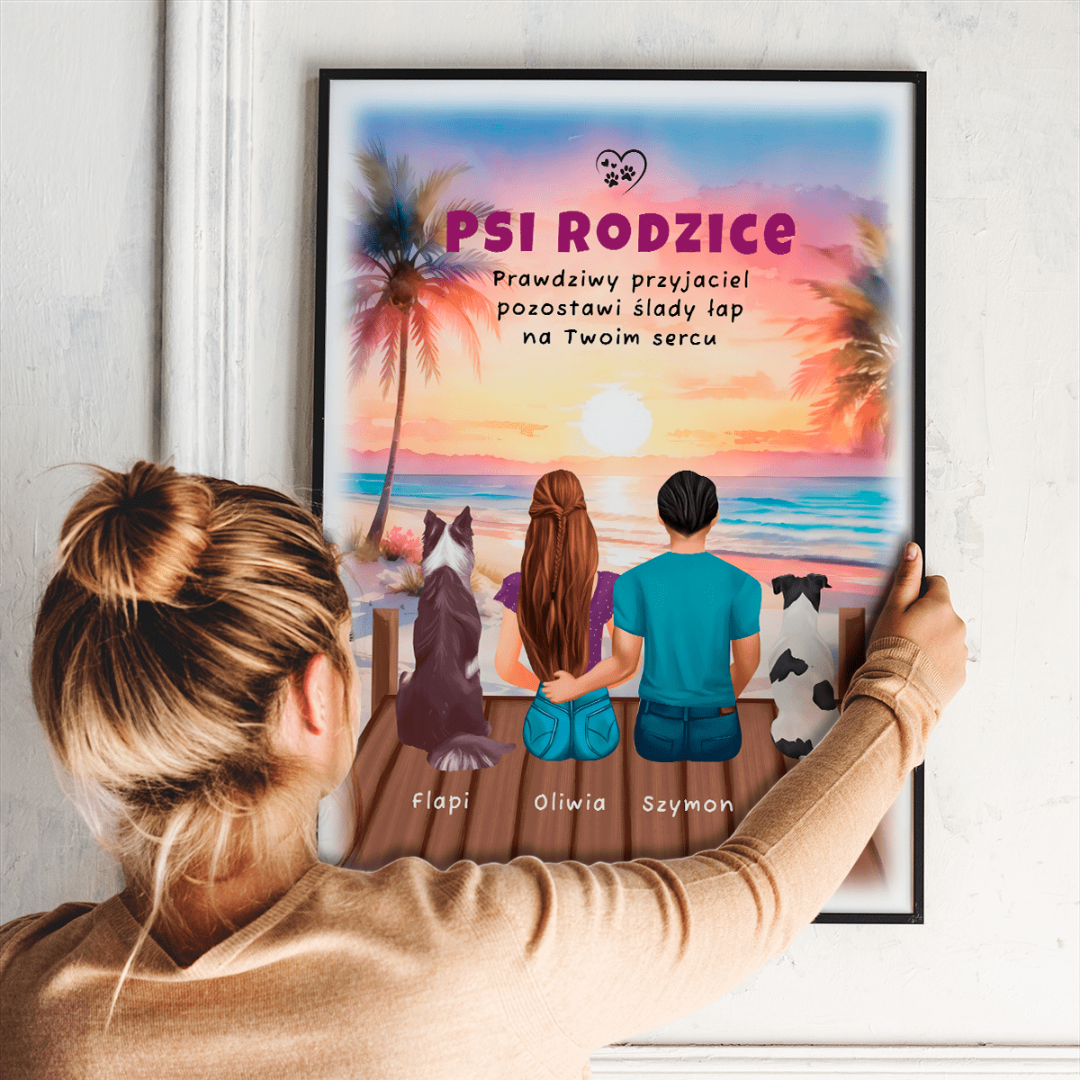 Psi rodzice - plakat, spersonalizowany prezent dla właściciela psa - idamell.com