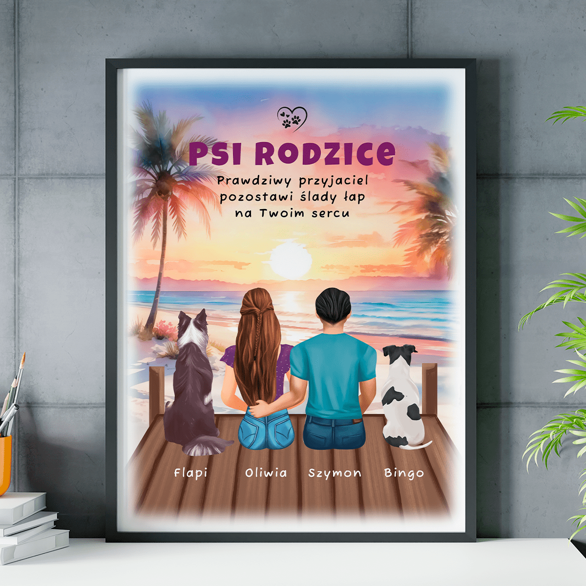Psi rodzice - plakat, spersonalizowany prezent dla właściciela psa - idamell.com