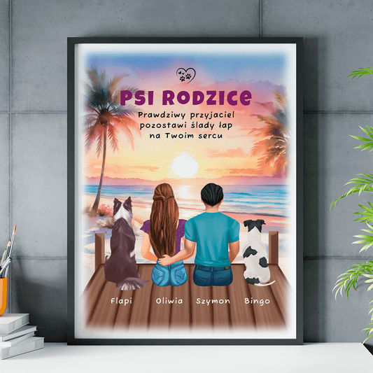 Psi rodzice - plakat, spersonalizowany prezent dla właściciela psa - idamell.com