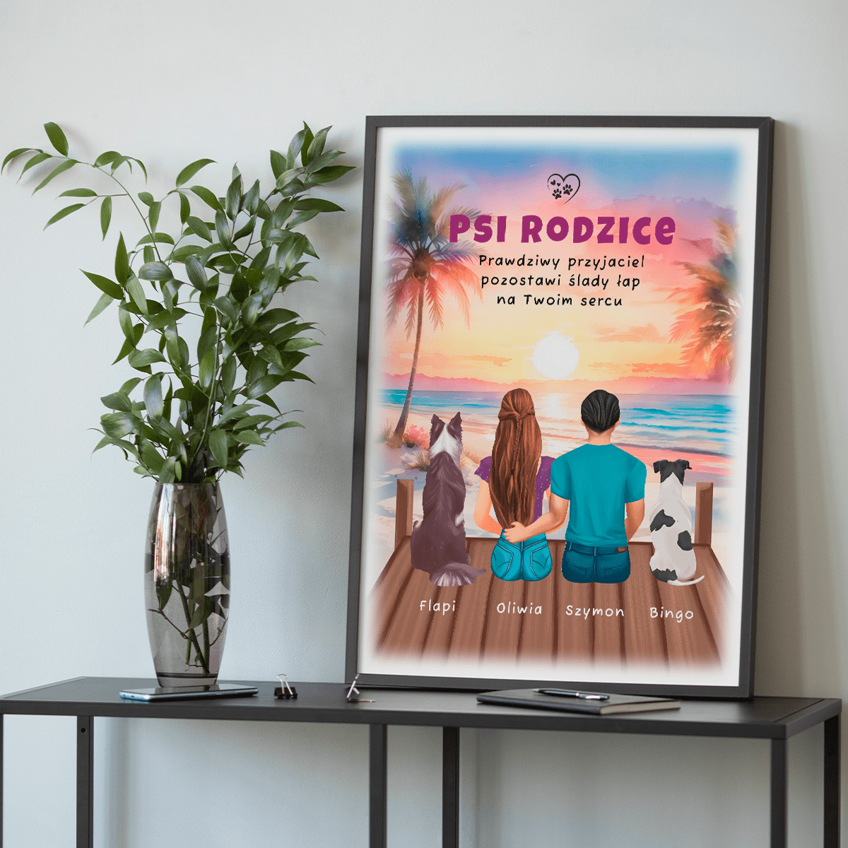 Psi rodzice - plakat, spersonalizowany prezent dla właściciela psa - idamell.com