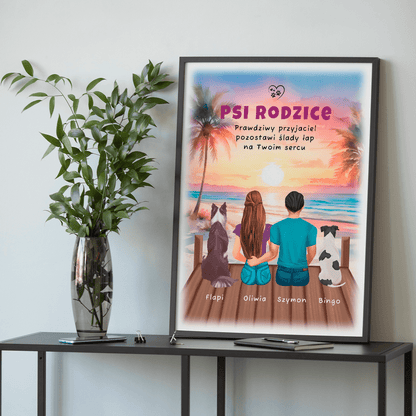 Psi rodzice - plakat, spersonalizowany prezent dla właściciela psa - idamell.com