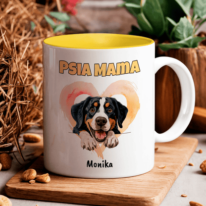 Psia mama - 1x Kubek z nadrukiem, spersonalizowany prezent dla miłośnika psów - idamell.com