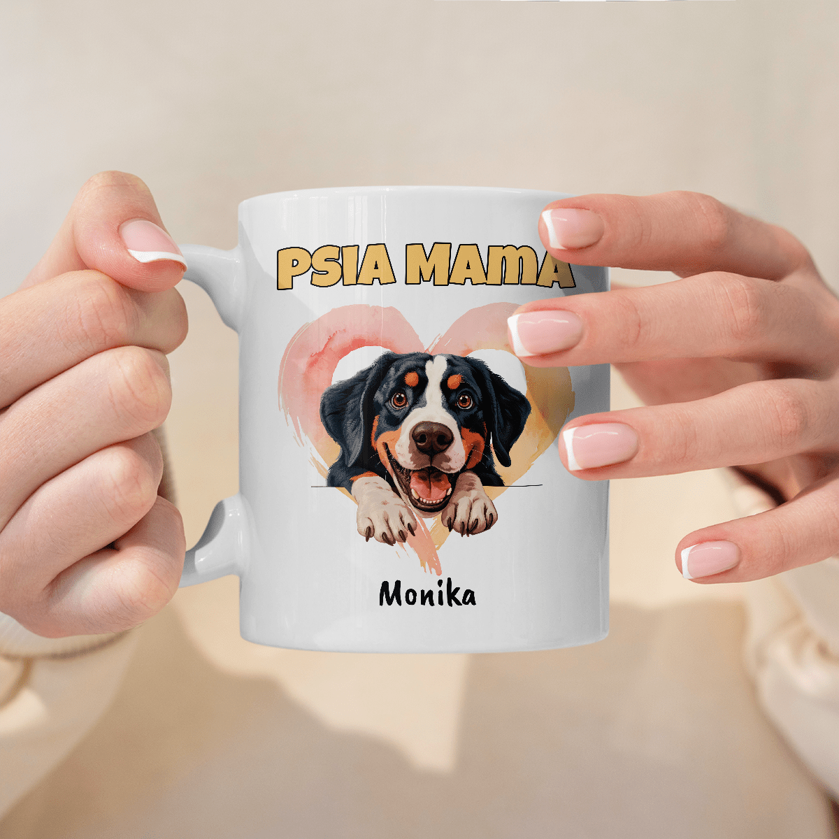 Psia mama - 1x Kubek z nadrukiem, spersonalizowany prezent dla miłośnika psów - idamell.com