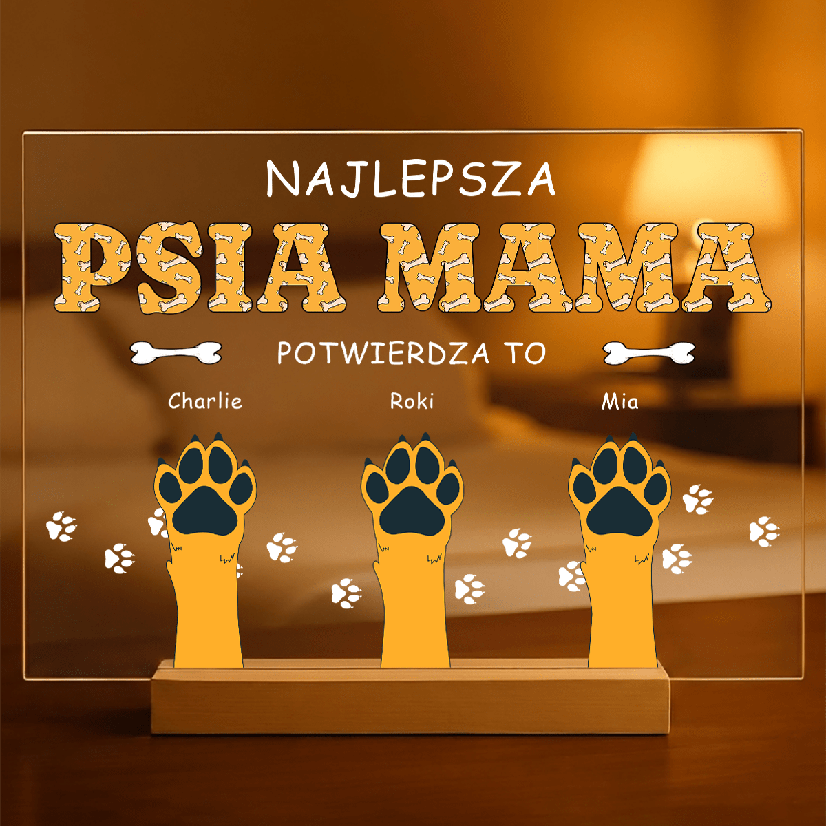 Psia mama - Druk na szkle, spersonalizowany prezent dla miłośnika psów - idamell.com