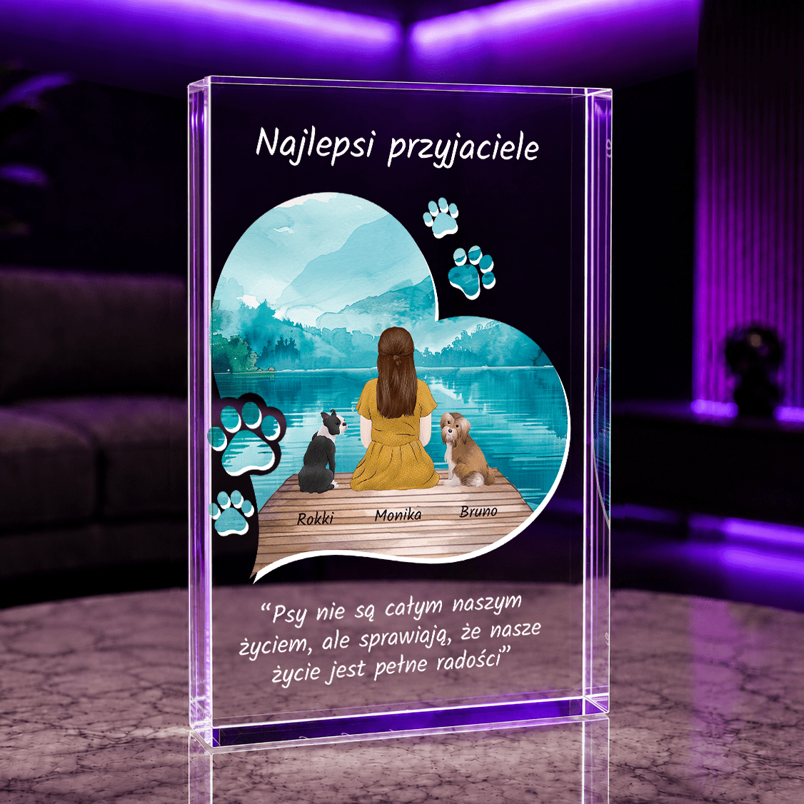 Psy to najlepsi przyjaciele - Druk na szkle, spersonalizowany prezent - idamell.com