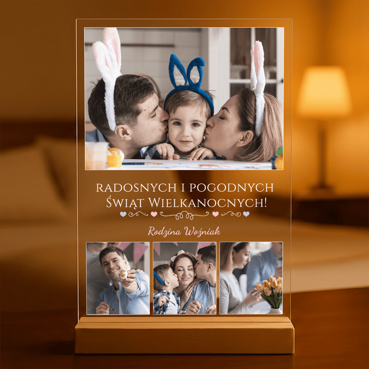 Radosna Wielkanoc - Druk na szkle, spersonalizowany prezent dla rodziców - idamell.com