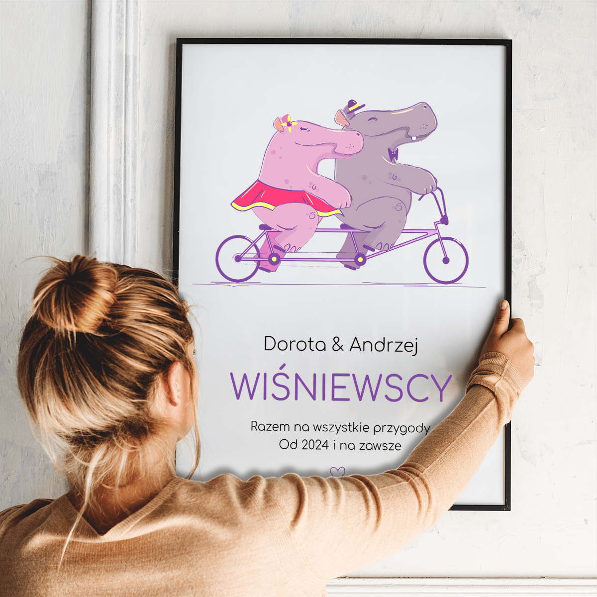 Razem na wszystkie przygody - plakat, spersonalizowany prezent dla pary - idamell.com