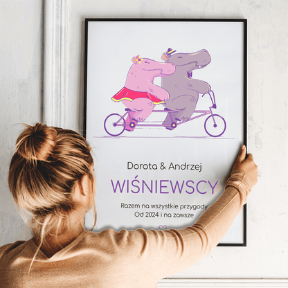 Razem na wszystkie przygody - plakat, spersonalizowany prezent dla pary - idamell.com