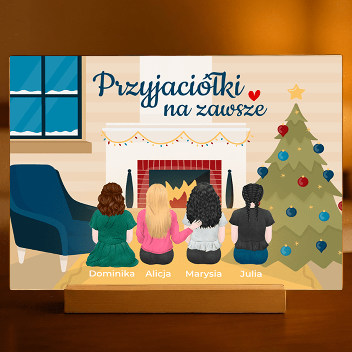 Razem w święta - Druk na szkle, spersonalizowany prezent dla przyjaciółki - idamell.com