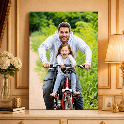Realistyczny portret z tatą - druk na płótnie, spersonalizowany prezent dla taty - idamell.com