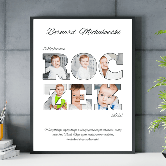 Roczek dziecka - plakat, spersonalizowany prezent dla dziecka - idamell.com
