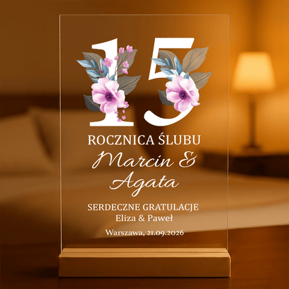 Rocznica ślubu - Druk na szkle, spersonalizowany prezent dla pary - idamell.com