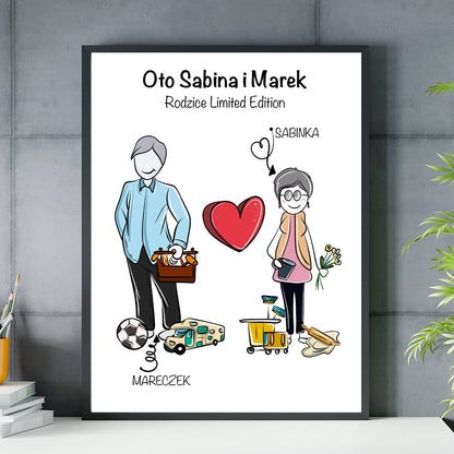 Rodzice edycja limitowana - plakat, spersonalizowany prezent dla rodziców - idamell.com