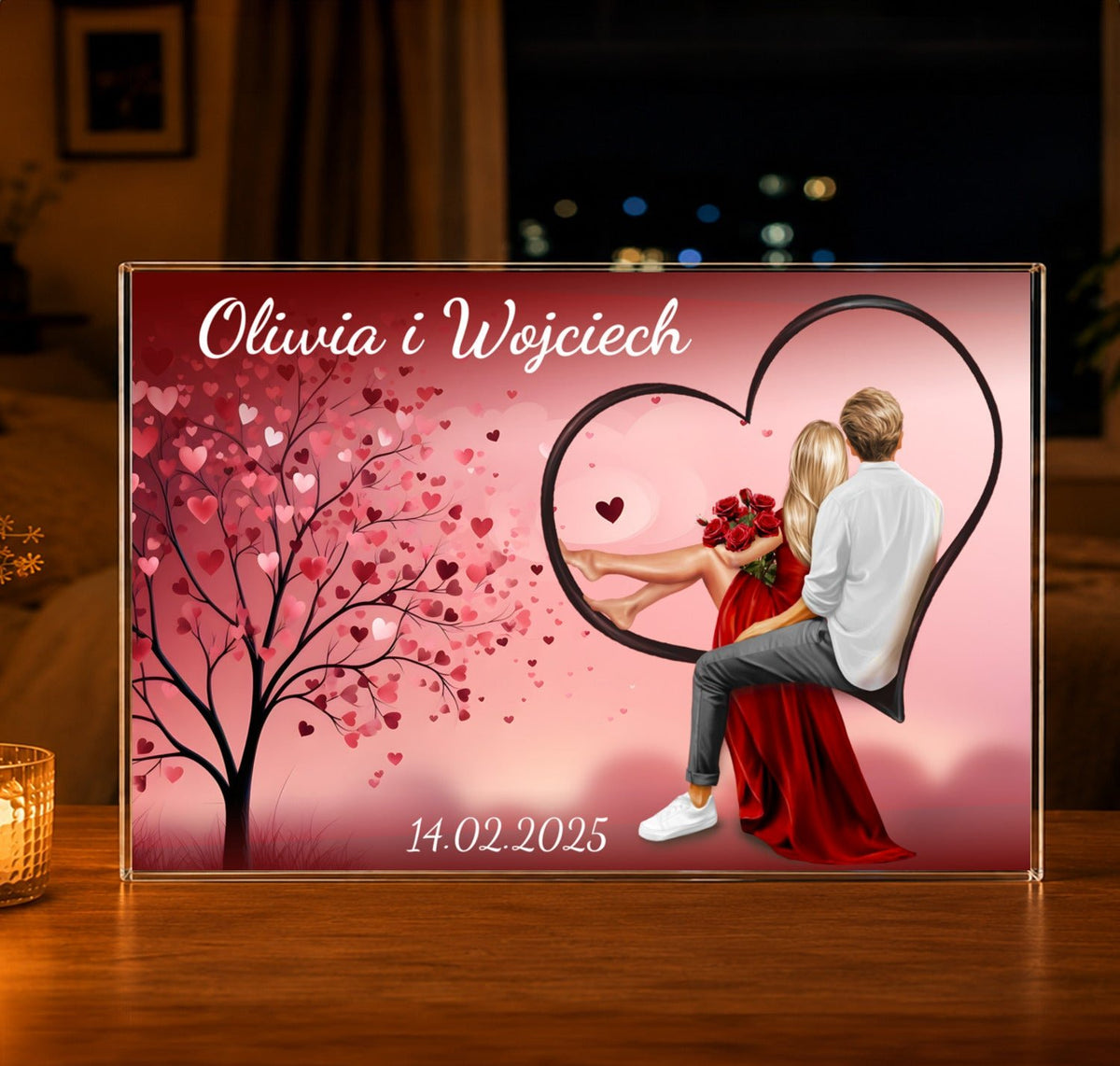 Romantyczny Clipart - Druk na szkle, spersonalizowany prezent dla pary - idamell.com