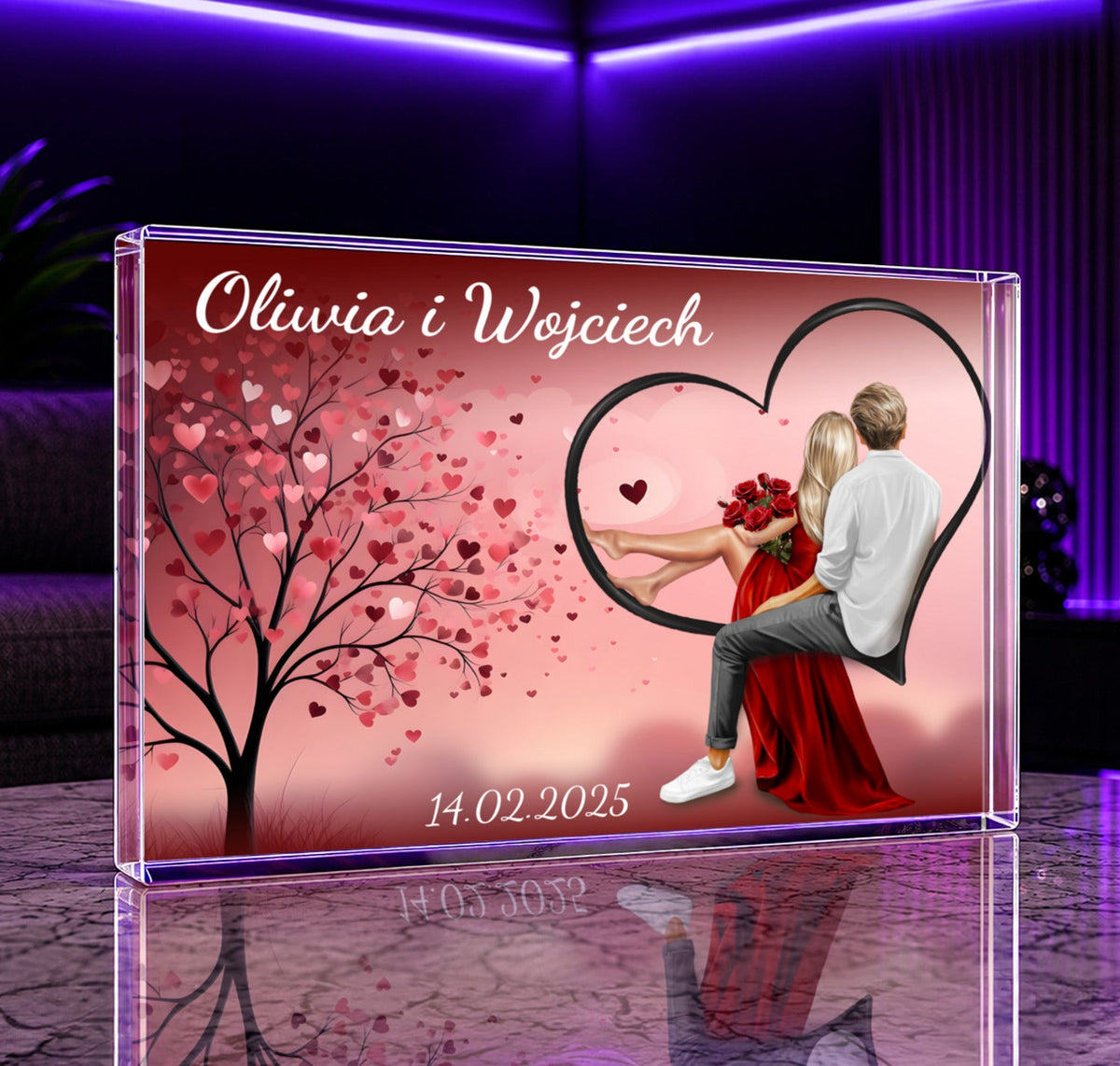Romantyczny Clipart - Druk na szkle, spersonalizowany prezent dla pary - idamell.com
