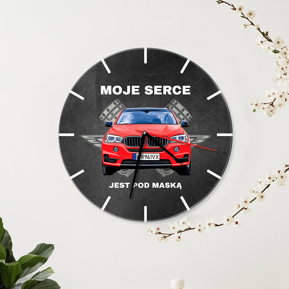 Serce pod maską - zegar ze zdjęciem, oryginalny prezent dla niego - idamell.com