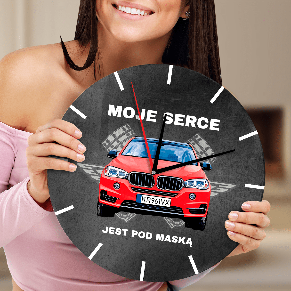 Serce pod maską - zegar ze zdjęciem, oryginalny prezent dla niego - idamell.com