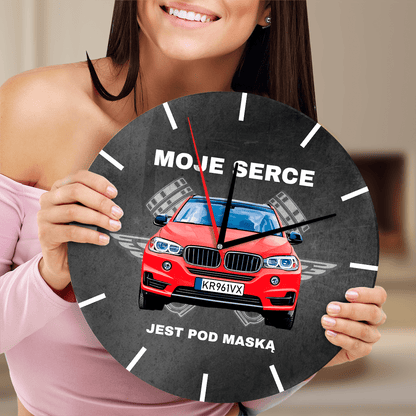 Serce pod maską - zegar ze zdjęciem, oryginalny prezent dla niego - idamell.com