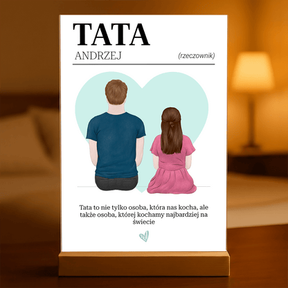 Serce z tatą - Druk na szkle, spersonalizowany prezent dla taty - idamell.com