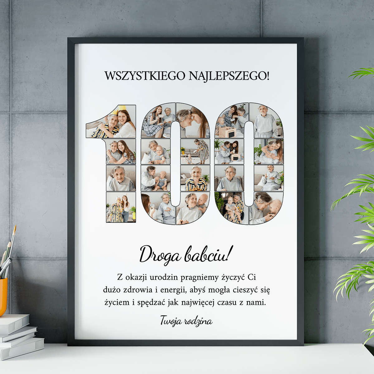 Setne urodziny - plakat, spersonalizowany prezent dla babci - idamell.com