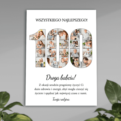 Setne urodziny - plakat, spersonalizowany prezent dla babci - idamell.com